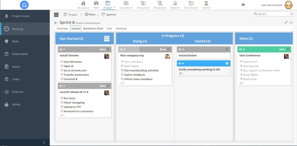 Agile Kanban chart in Hydra Cloud