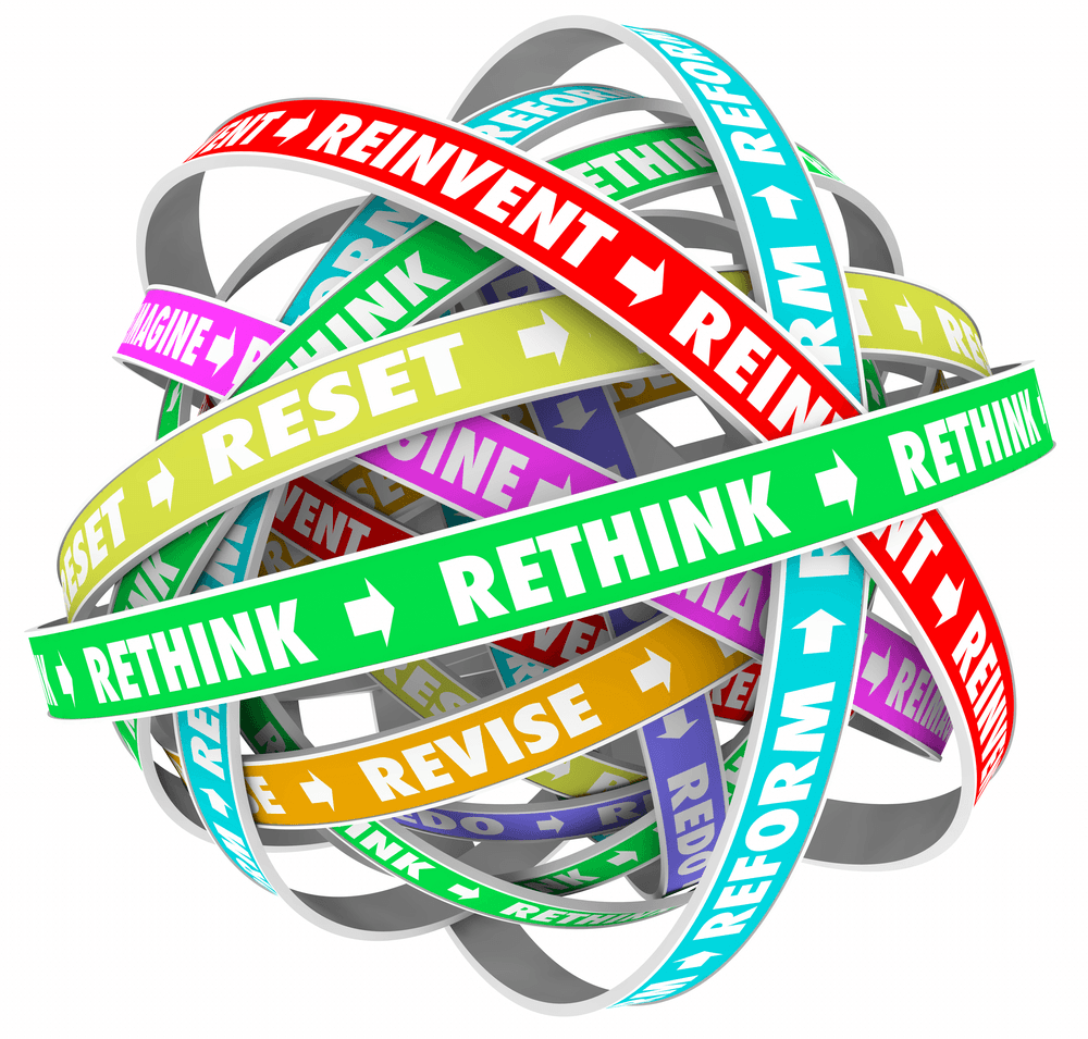 Rethink Reinvent Reimagine Reset Words Loops 3d Illustration